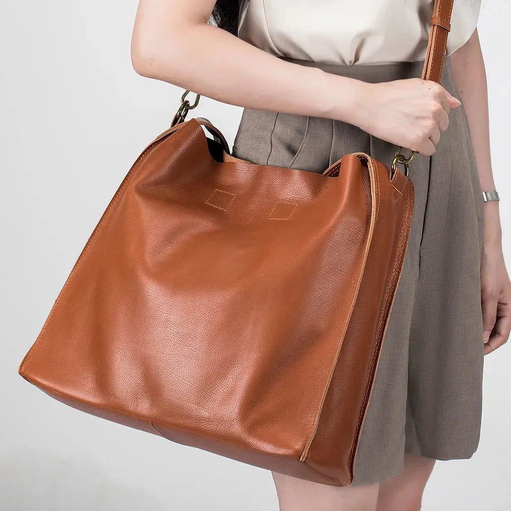 Nancy's Timeless Elegance | Genuine Cowhide Leather Tote Bag