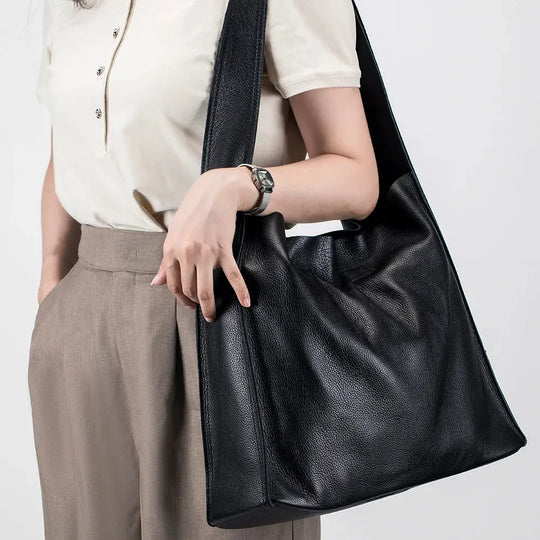 Nancy's Timeless Elegance | Genuine Cowhide Leather Tote Bag